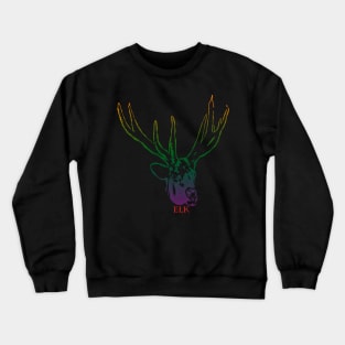 The elk head is Violet, Green, Orange Crewneck Sweatshirt